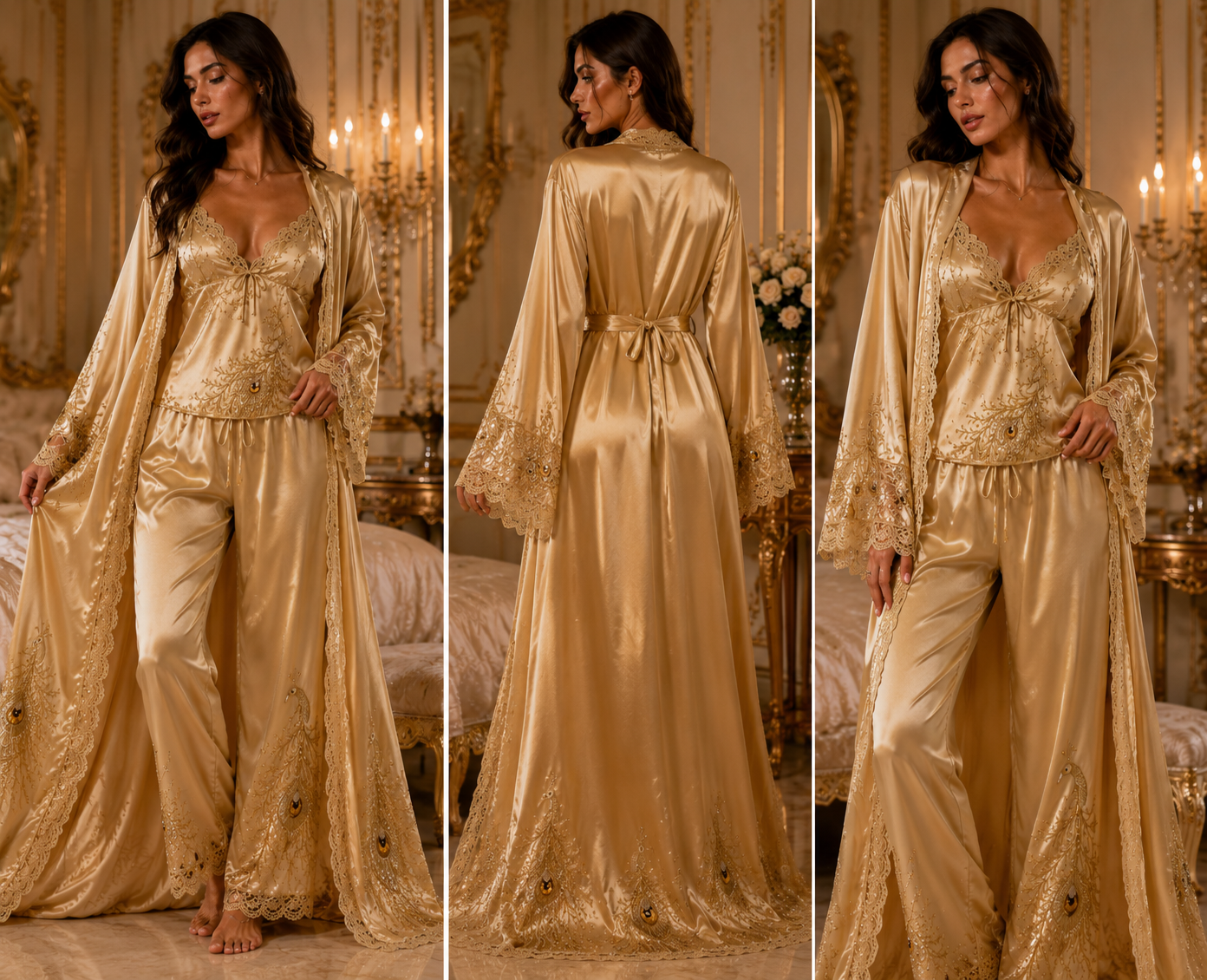 FEATHER TRIM ROBE