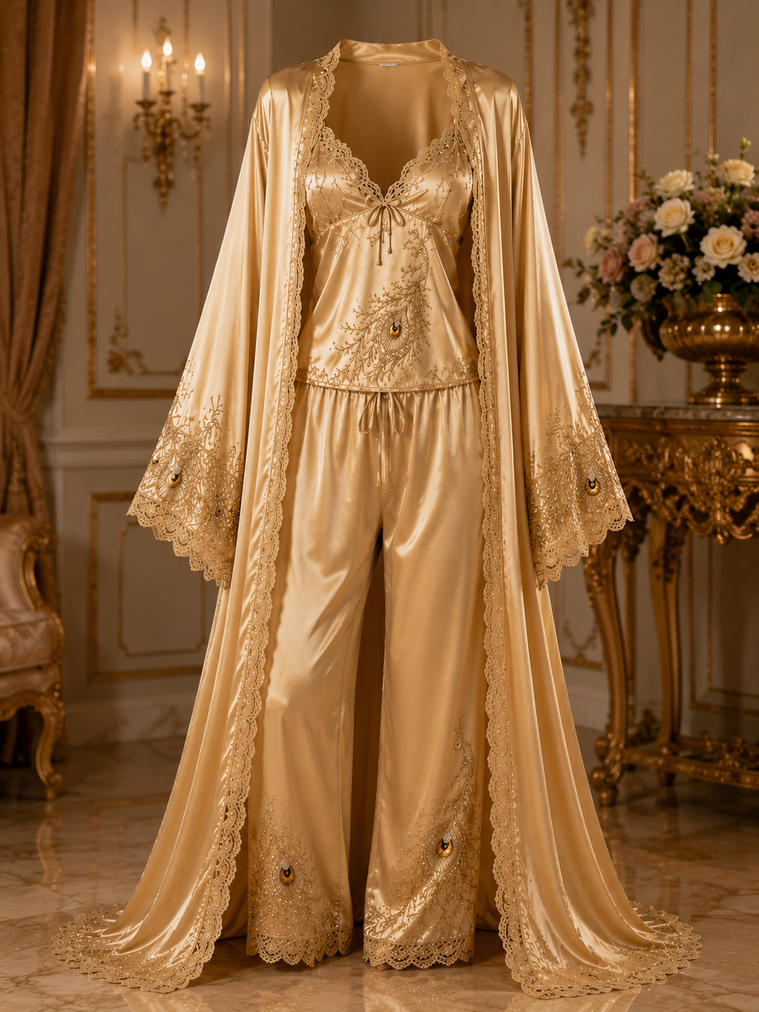 FEATHER TRIM ROBE