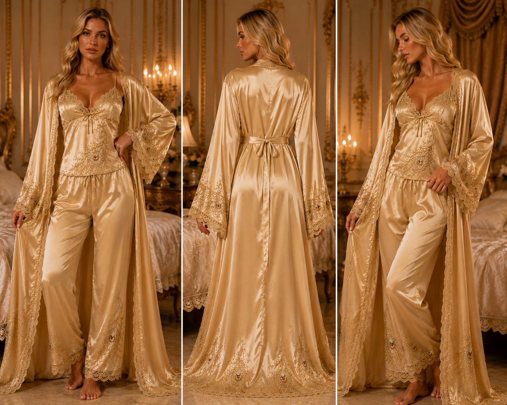FEATHER TRIM ROBE