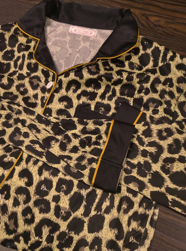 KAELAH  Set Of Women Loose Fashion Leopard Print Long-Sleeved Ladies Upscale