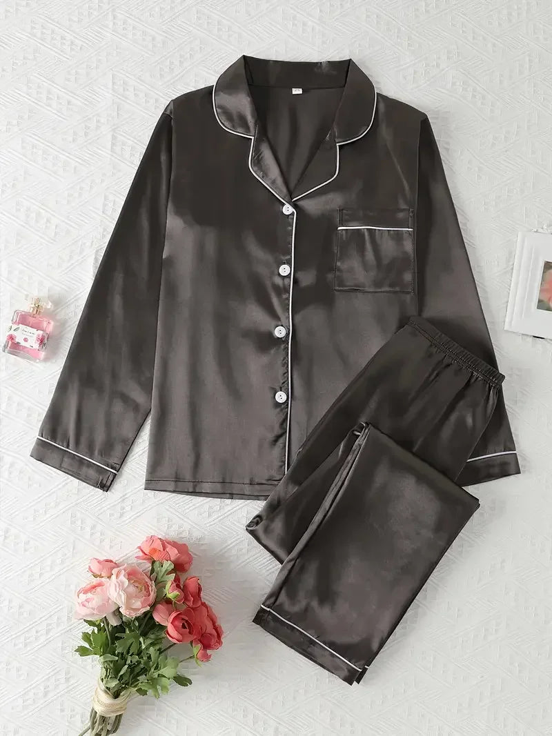 KAELAH Soft Silk Breathable and Relaxed Fit Long Shirt Tops