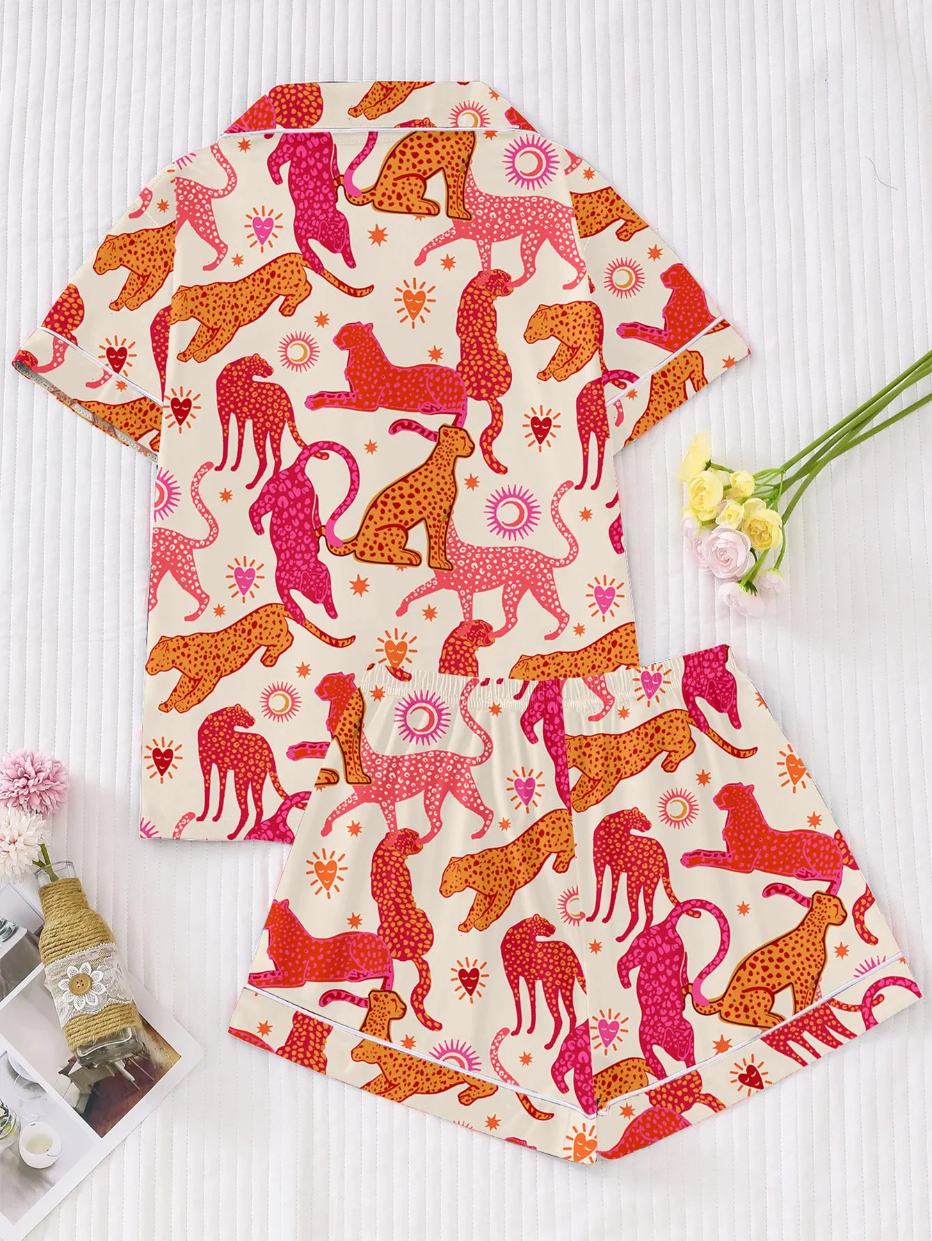KAELAH Animal Fire Size Spring and Summer Two-Piece Pajamas Fashionable